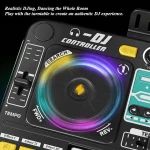 Kid DJ Mixer with Microphone Electronic Piano Keyboard Bluetooth DJ Turntable Controller Musical Instrument Kid Birthday Gifts 3