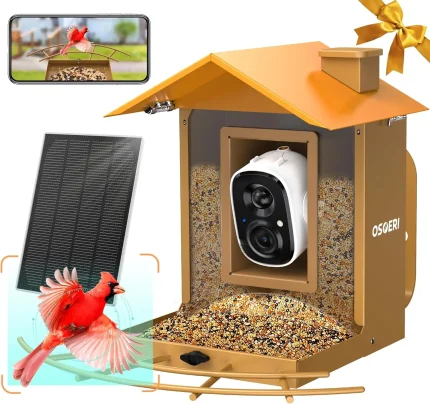 Solar-Powered Smart Bird Feeder with Camera, AI Bird Identification, Auto Video Capture & Instant Alerts for Outdoor Use