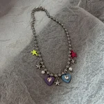 Boho Kpop Colorful Sugar Star Tassel Pendant Choker Necklace for Women Sweet Love Heart Chain Aesthetic Y2K Jewelry Accessories 6