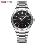 CURREN 8452 Men Quartz Watch Simple Fashion Leisure Business Clock Black Silvery Stainless Steel Strap Wristwatch for Male 5