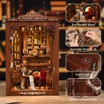 DIY Book Nook Kit Miniature Wooden Dollhouse with Light Bookshelf Insert Decoration Model for Bookshop Memories Christmas Gifts 5