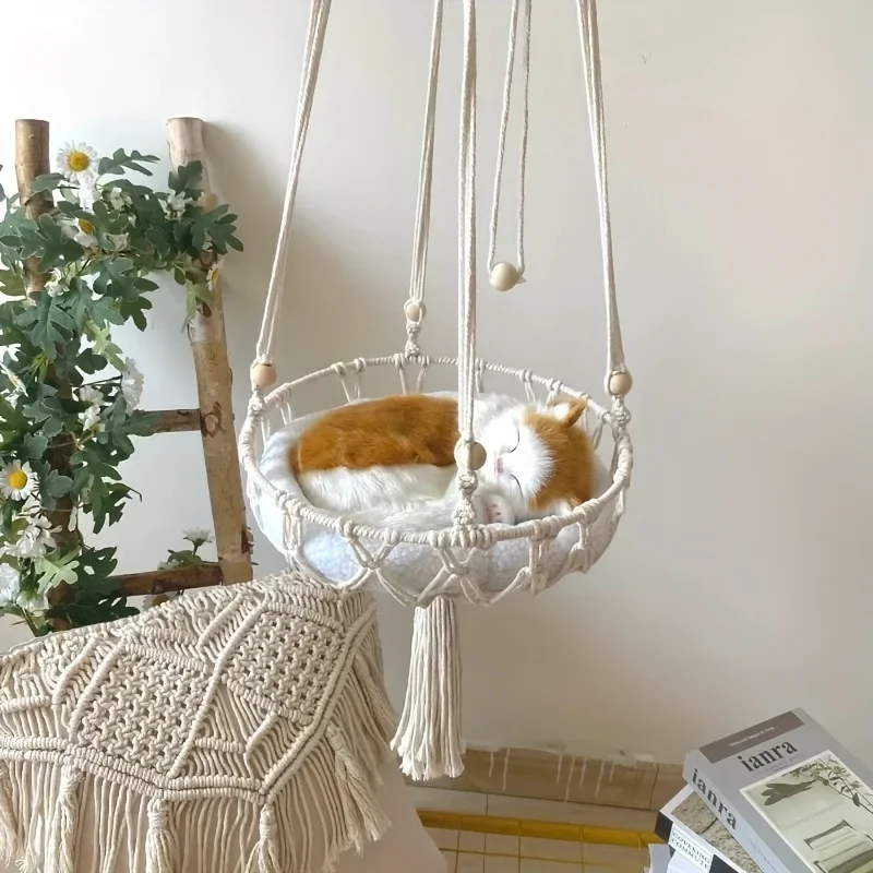 Extra Large Hand-woven Cotton Rope Cat Hammock 40cm/15.75in Super Load-bearing Durable Fits 2 Cats | 24-hour Shipping Extra Large Hand-woven Cotton Rope Cat Hammock 40cm/15.75in Super Load-bearing Durable Fits 2 Cats | 24-hour Shipping