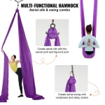 SucceBuy 8.7/11Yards Aerial Yoga Hammock & Swing Yoga Starter Kit Aerial Silk Fabric Yoga Strap Accessory for All Levels Fitness 5