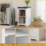 Farmhouse White Nightstand With Charging Station, AC Outlets USB Type-C, Bedside End Table With Cord Management & Storage Shelf 6