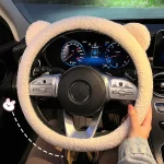 New WInter Warm Soft Plush Cartoon Bear Ear Car Interior Accessories 38cm Car Steering Wheel Cover Handble Cover