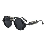 Classic Gothic Steampunk Sunglasses Luxury Brand Designer High Quality Men and Women Retro Round Pc Frame Sunglasses 4