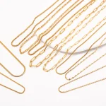 5pc 18K Gold Color PVD Plated Stainless Steel Cuba Cross O Ripple Twisted Chain Necklace Adjustable Chain DIY Necklace Wholesale 2