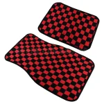 4pcs Floor Mats Checkered Front Rear Carpets Floor Mats Auto Interior Decorative Accessory Anti Slip Car Carpet Sets 4