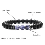 Fashion Mens Bracelet Black Onyx Stone Braclet Irregular Natural Tiger Eyes Sodalite Beaded Braslet Pulsera Hombre Accessories 4