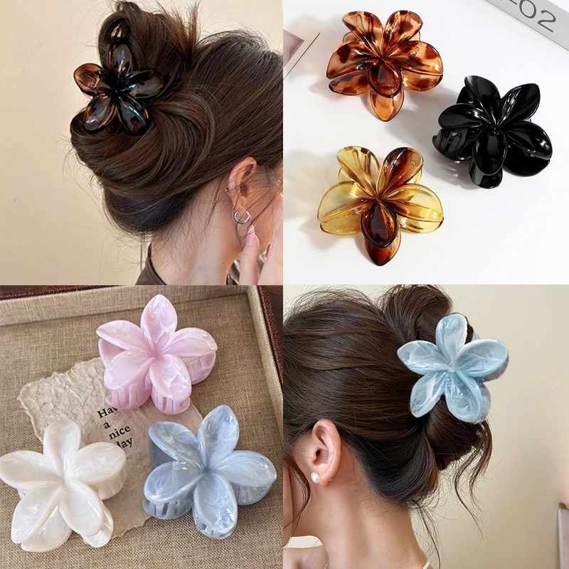 Korean Hawaiian Gradient Flower Hair Claw Clip For Women Girl Fashion Plastic Non Slip Hold Hairpin Barrette Hair Accessories Korean Hawaiian Gradient Flower Hair Claw Clip For Women Girl Fashion Plastic Non Slip Hold Hairpin Barrette Hair Accessories