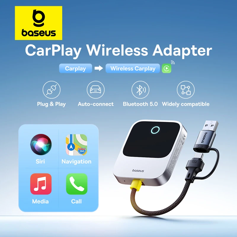 Baseus Wireless CarPlay Wired to Wireless CarPlay Adapter Auto Connect Car Intelligent Systems Plug&Play Bluetooth Smart CarPlay Baseus Wireless CarPlay Wired to Wireless CarPlay Adapter Auto Connect Car Intelligent Systems Plug&Play Bluetooth Smart CarPlay