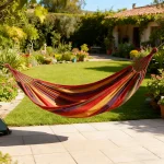 Double Hammock 2 Person Canvas Cotton Hammock with Tree Straps for Patio Garden Backyard Outdoor and Indoor (Red, Blue) 4