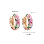 Vintage Enamel Flowers Cute Huggies Hoop Earrings for Women Classic Colorful Engraved Round Circle Ear Buckle Retro Brincos 6