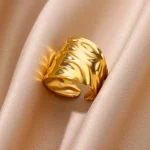 Stainless Steel Chunky Wide Rings For Women Vintage Gold Color Geometric Open Finger Ring Fashion Minimalist Jewelry Gift Femme 4