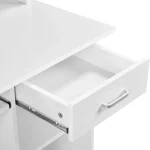Home Office Wood Computer Desk with Keyboard Tray and Drawers, Students Writing Table with Storage Drawers & Hutch, 5