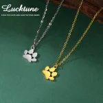 Lucktune Paw Print Pendant Necklace Stainless Steel Dog Cat Pet Paw Chain Necklace Women Minimalist Animal Jewelry Birthday Gift 3