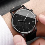 1/2PCS Fashion Roma Dial Men Business Watches Calendar Quartz Watch Leather Band Male's Wristwatches Reloj Hombre（Without Box） 3