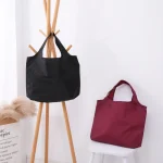 BIG Eco-Friendly Folding Shopping Bag Reusable Portable Shoulder Handbag for Travel Grocery simple solid color grocery bag 4