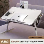 Lift Foldable Laptop Table for Bed Stand Lap Lazy Learning Desk Student Computer Desk for Working Read with Radiator Drawer 3