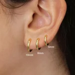 3 PCS/Set Simple Stainless Steel Crystal Small Hoop Earring Women Tiny Gold Color Cartilage Piercing Earring Minimalism Jewelry 3