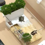 Turtle Tank with Basking Area, Transparent Reptile Terrarium Habitat for Pet Turtles, Hermit Crabs, Tortoise Adoption 3