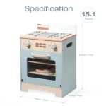 Robotime Robud Kitchen Washer Playset Play Kitchen Fridge Refrigerator Play Toy Oven Wooden Kitchen Playset for Kids Age 3+Blue 4
