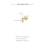 Aide 925 Sterling Silver Heart Flat Push-Back Zircon Pendiente Piercing Stud Earrings For Women K Gold Simple Elegant Jewelry 2