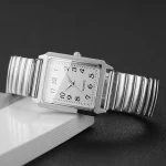Fashion Rectangle Women Watches  Simple Arabic Dial Elastic Strap Quartz Wristwatch for Reloj Mujer Girls Clock (Without Box) 5