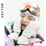 Extra Thick Men Women 2-IN-1 Mittens Ski Gloves Snowboard Snow Winter Sports Warm Waterproof Windproof Skiing Faux Leather Plam 5