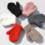 1-4years Kids Winter Warm Knitted Mittens Baby Girls Baby Boys Velvet Thick Gloves Dropshipping KF197 5