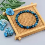 Original Reiki Blue Apatite Beads Bracelets Men Women Natural Stone Blood Circulation Stimulate Enthusiasm Health Care Jewelry 2