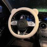 New WInter Warm Soft Plush Cartoon Bear Ear Car Interior Accessories 38cm Car Steering Wheel Cover Handble Cover 3