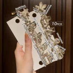 10 alloy rhinestone hair clips, fashionable small grab hair accessories 2