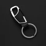 Classic Business Men Keychain Leather 2 Colors Metal Round Buckle Waist Mounted Keyring Husband Father Day Gift Daily Decoration 5