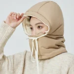 New Style Windproof Hats Plush Fleece Lined Warm Winter Cap Hooded Full Cover Waterproof Hats For Women Solid Color Winter Hats 4