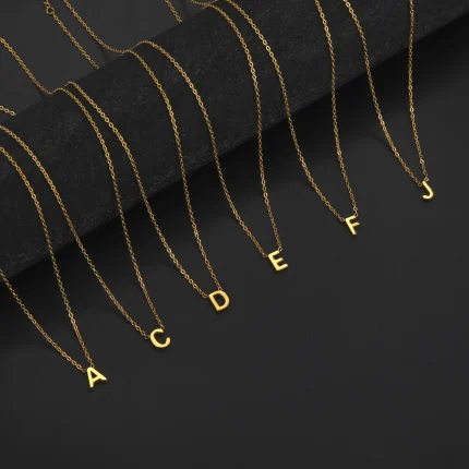 Cazador Minimalist Initial A-Z Letter Necklace for Women Alphabet Stainless Steel Choker Chains Jewelry Birthday Gift Wholesale