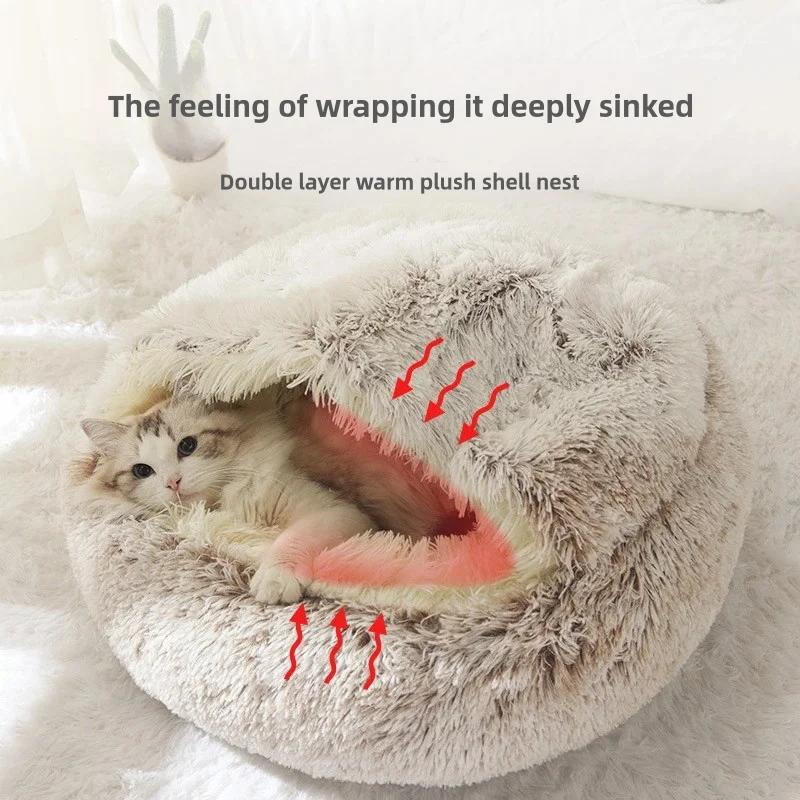 Autumn and Winter soft plush pet bed and pet bed Winter warm and cold plush comforter nest Shell cat nest semi-enclosed cat nest Autumn and Winter soft plush pet bed and pet bed Winter warm and cold plush comforter nest Shell cat nest semi-enclosed cat nest