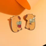 Cute Capybara Enamel Pins Cartoon Animal  Metal Brooches Shirt Backpack Lapel Badge Jewelry Gift for Kids Friends 5
