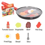8PCS Children Kitchen Food Toys Simulation Cookware Game Set Pretend Play Pot Steak Vegetable Bread Hot Dog Omelette Kids Gift 5