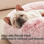 Soft Pet Cat Bed Pad Plush Warm Faux Fur dog Calm Bed Donut Round Bed Comfortable Sleeping Washable for Small Medium Dog and Cat 4