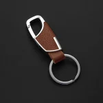 Classic Business Men Keychain Leather 2 Colors Metal Round Buckle Waist Mounted Keyring Husband Father Day Gift Daily Decoration 4