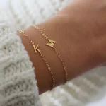 1pc Letter Shape Beads Thin Chain Bracelet, Simple Minimalist Hand Chain Unisex Jewelry Decoration 2