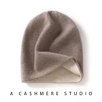 High Quality Pure Cashmere Hat for Men and Women Winter Double Layer Thicken Knitted Skullies Beanies Caps Female Outdoor Hats 6