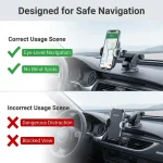 Multi-Scene Phone Mount with One-Click Lock Retractable Arm Strong Suction 360° Rotation for Car & Office 3