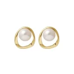 Imitation Pearl Earring for Women Gold Color Round Stud Earrings Korean Delicate Irregular Design Unusual 2023 Fashion Jewelry 6