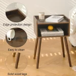 Mid Century Modern Side Table Bedroom with Storage, Small End Bedside Table with Solid Wood Legs for Living Room, Office Small S 3