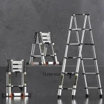 Ladder Engineering Alloy Step Multifunctional Aluminum Stools Home Folding Telescopic Ladder Portable Thick Herringbone Stairs 3