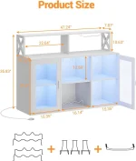 Wine Bar Cabinet with Wine Rack Glass Holder Coffee Bar Storage Cabinet with LED Lights for Home Kitchen Living Room Dining Room 6