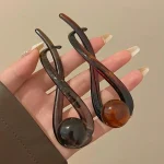 New Twist Hair Clip Plastic Acrylic Bead Imitation Pearl Hairpin Twisted Design Women Hair Accessories 3