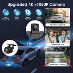 11.3 inch 4K Car DVR Carplay Android Auto Rotatable Lens Dashcam GPS Navigation Dashboard FM AUX Rear Camera Video Recording 6